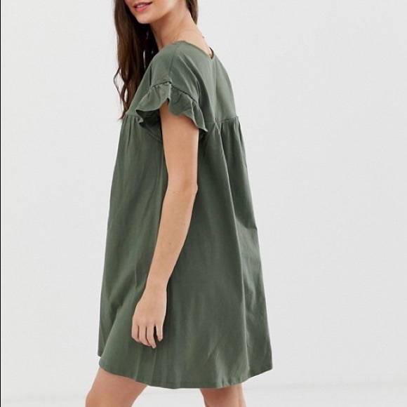 ASOS DESIGN mini reversible cottonslub smock dress - Picture 2 of 4